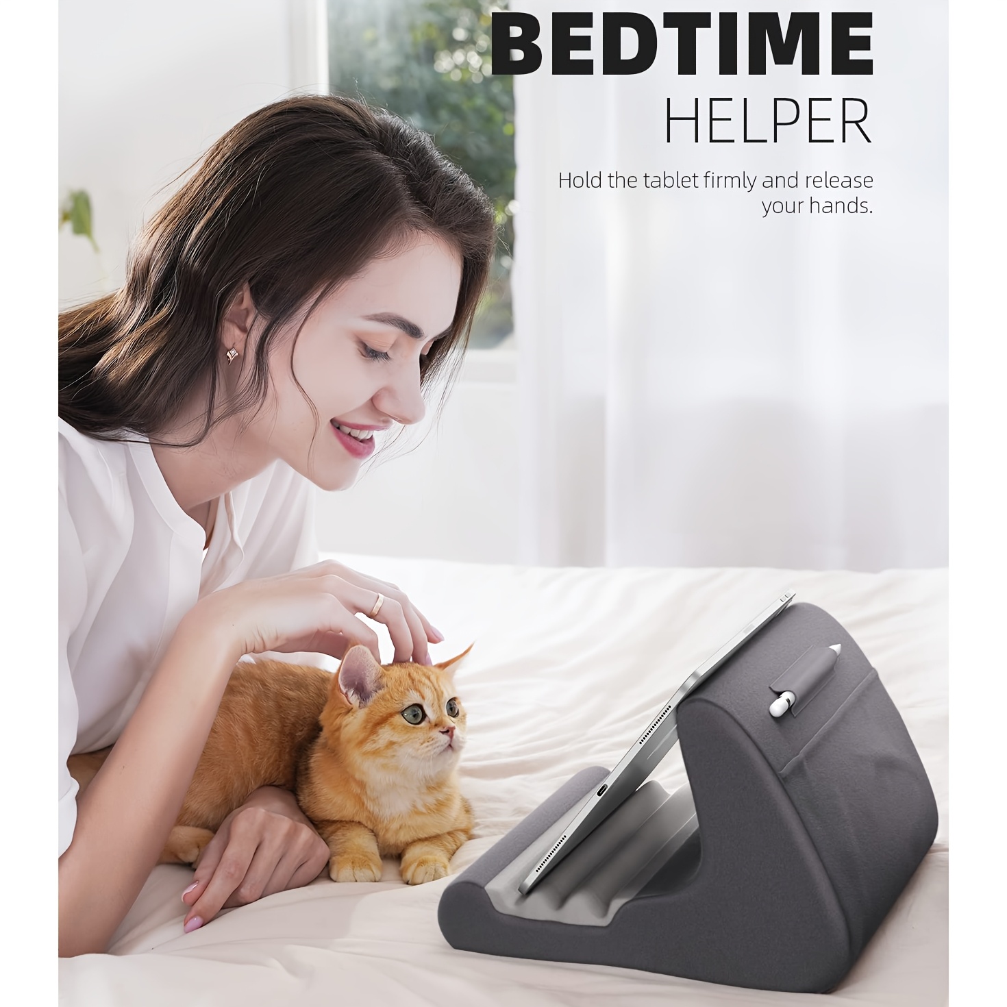 1pc tablet stand cushion holder bed tablet   with stylus holder and pocket notebook stand details 4