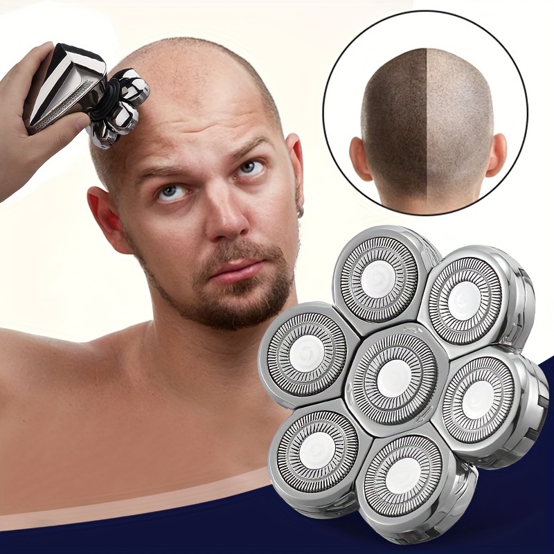 

7 Blades Universal Electric Shaver Replacement Head Accessories, Easy Install Razor Head For Bald Shaving Tool, Compatible With Various Razor Models, Smooth Face & Head Shaving Accessory