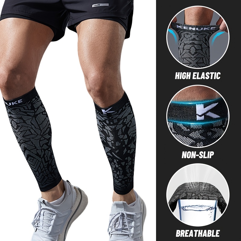 TEMU 1 Pair High Compression Calf Sleeves Without Socks, Footless Elastic Leg Sleeves, Breathable And Lightweight Calf Cover For Running, Marathon,