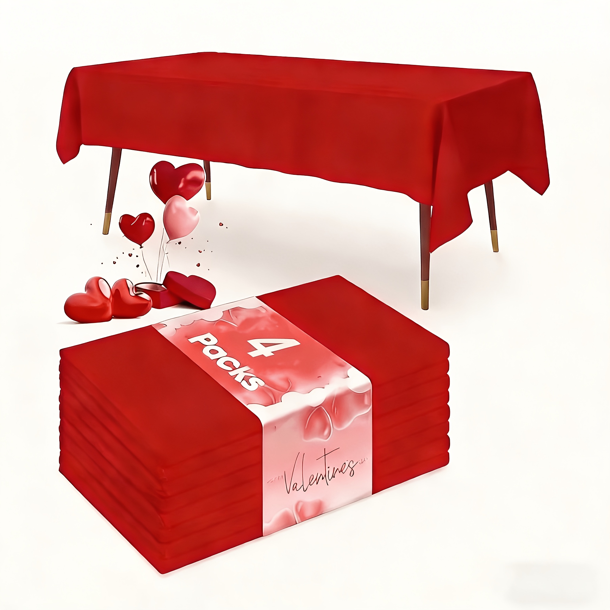 TEMU 4 Valentine's Day Party Tablecloths,wedding Decorations,summer Decoration,garden Decor For Outside,outdoor Decor, Wedding Tablecloths, Red