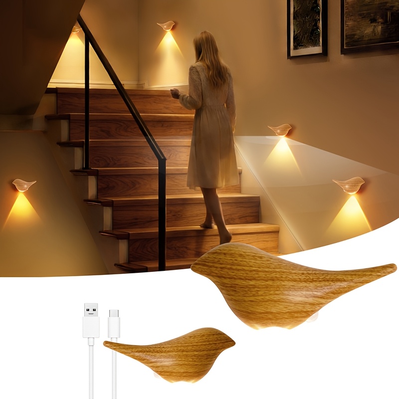TEMU Veilleuse LED à détecteur de mouvement, Lampe à détecteur de mouvement, Applique murale LED rechargeable par USB (Batterie intégrée de 1200 mAh)