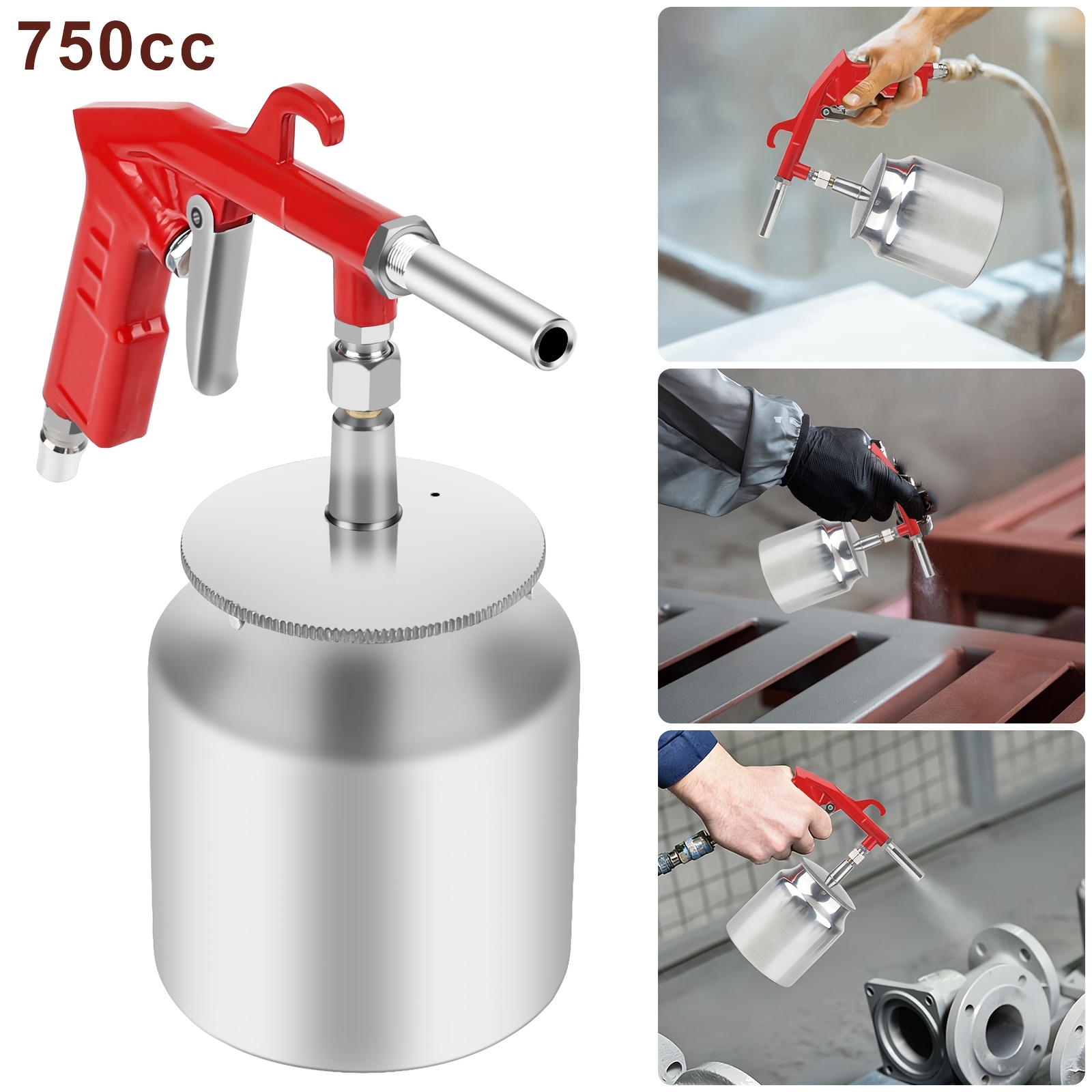 professional high quality sandblasting gun red large capacity handheld sandblaster precise sandblasting easy to   with all kinds of cleaning and polishing needs easy to   suitable for automobile metal cleaning and polishing