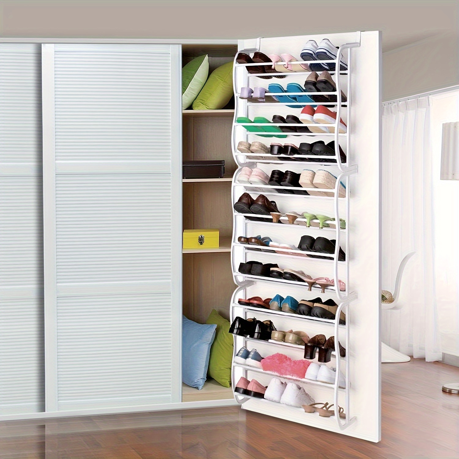 

12 Layers Wall-mounted Style Home Shoe Rack White