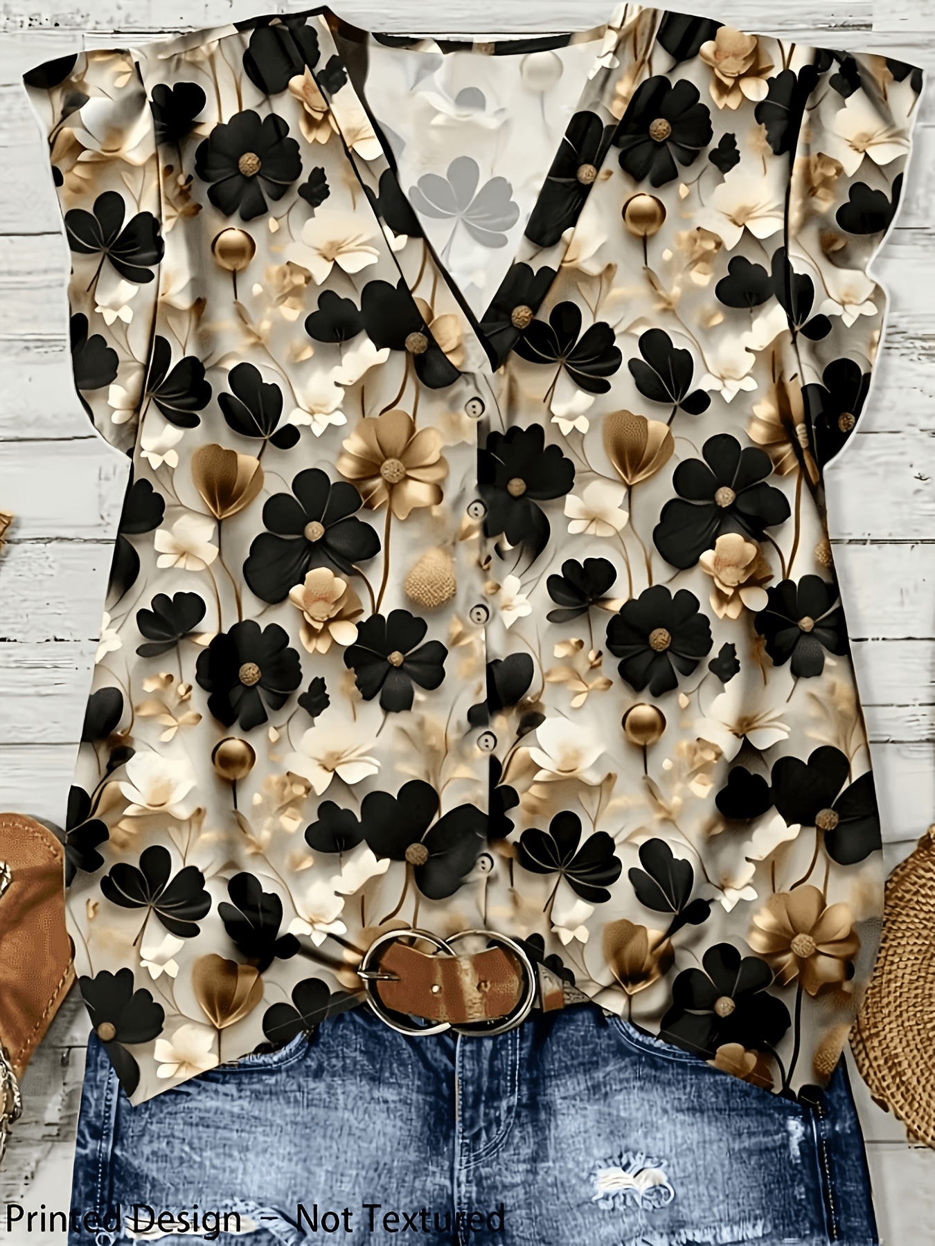 elegant special edition womens spring and summer new printed v neck pullover for casual everyday wear