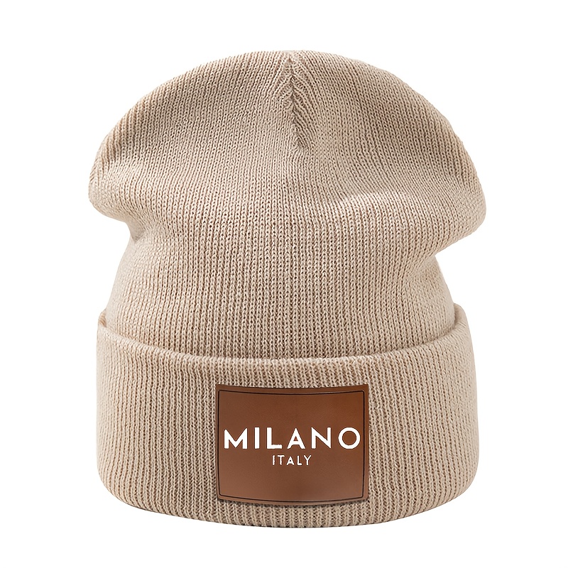 TEMU Cappello in maglia etichettato "", unisex per la stagione fredda per e inverno, Cappellino senza tesa stile hip-hop per feste, Cappello pullover