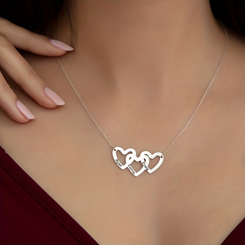 Custom Name Family Necklace — Multi-Name Heart Pendant Gift