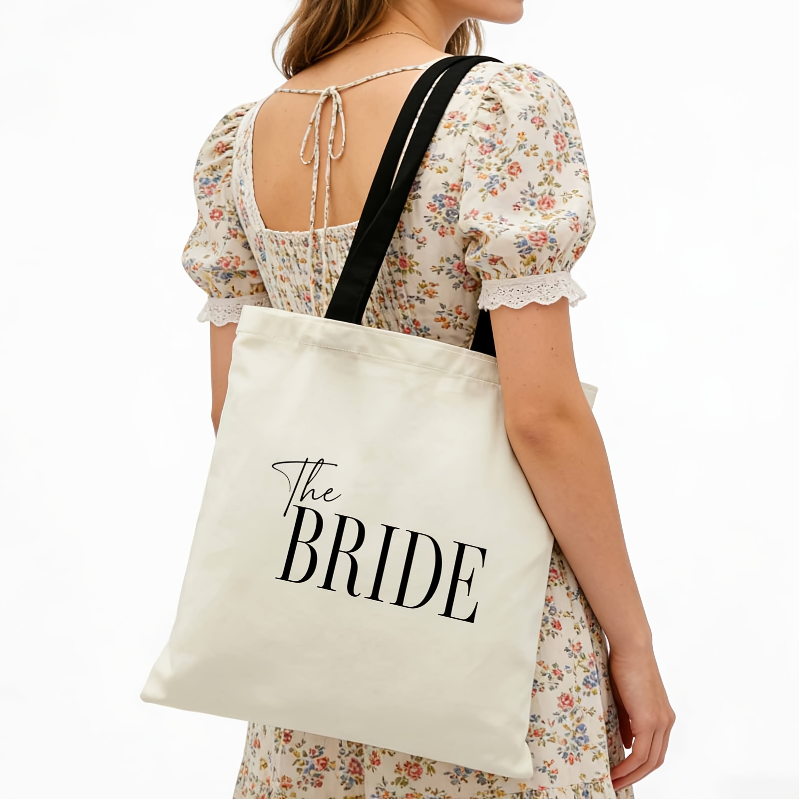 TEMU 2d Printing Tote Bag With The Bride Elegant Design Pattern, Suitable For Shopping Office Vacation Daily Commute And Travel, Gift For