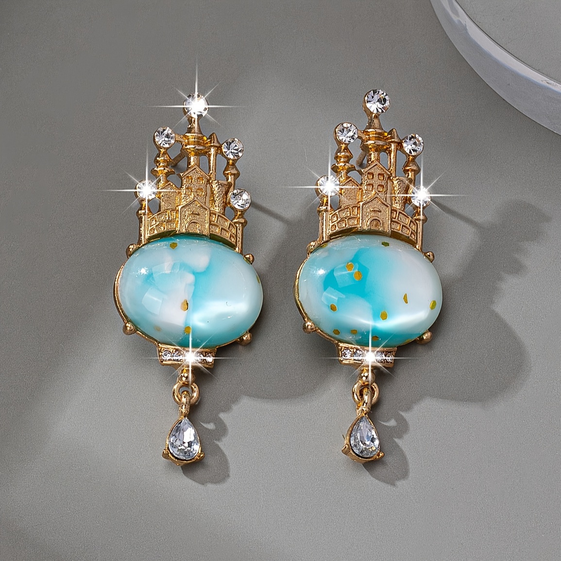 Image of Pair Of Fairy Tale Elegant Cute Sweet Rhinestone Earrings For Women, Holiday Birthday Date Prom Party Vacation Shopping Daily Accessories