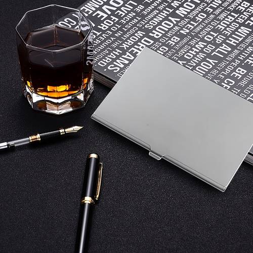 10pcs laser engraved metal blank business card box card holder event promotion gift