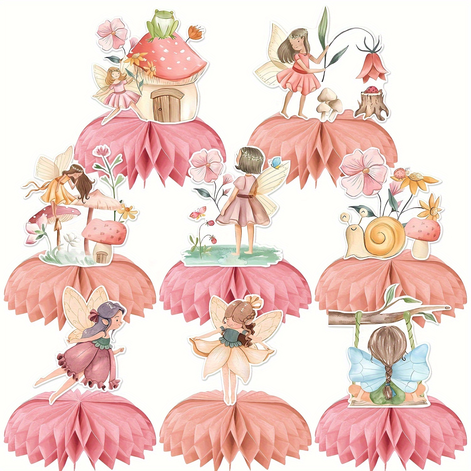 

Fairy-themed Honeycomb Table Decorations For Birthday Parties - Princess Party Supplies, No Power Needed