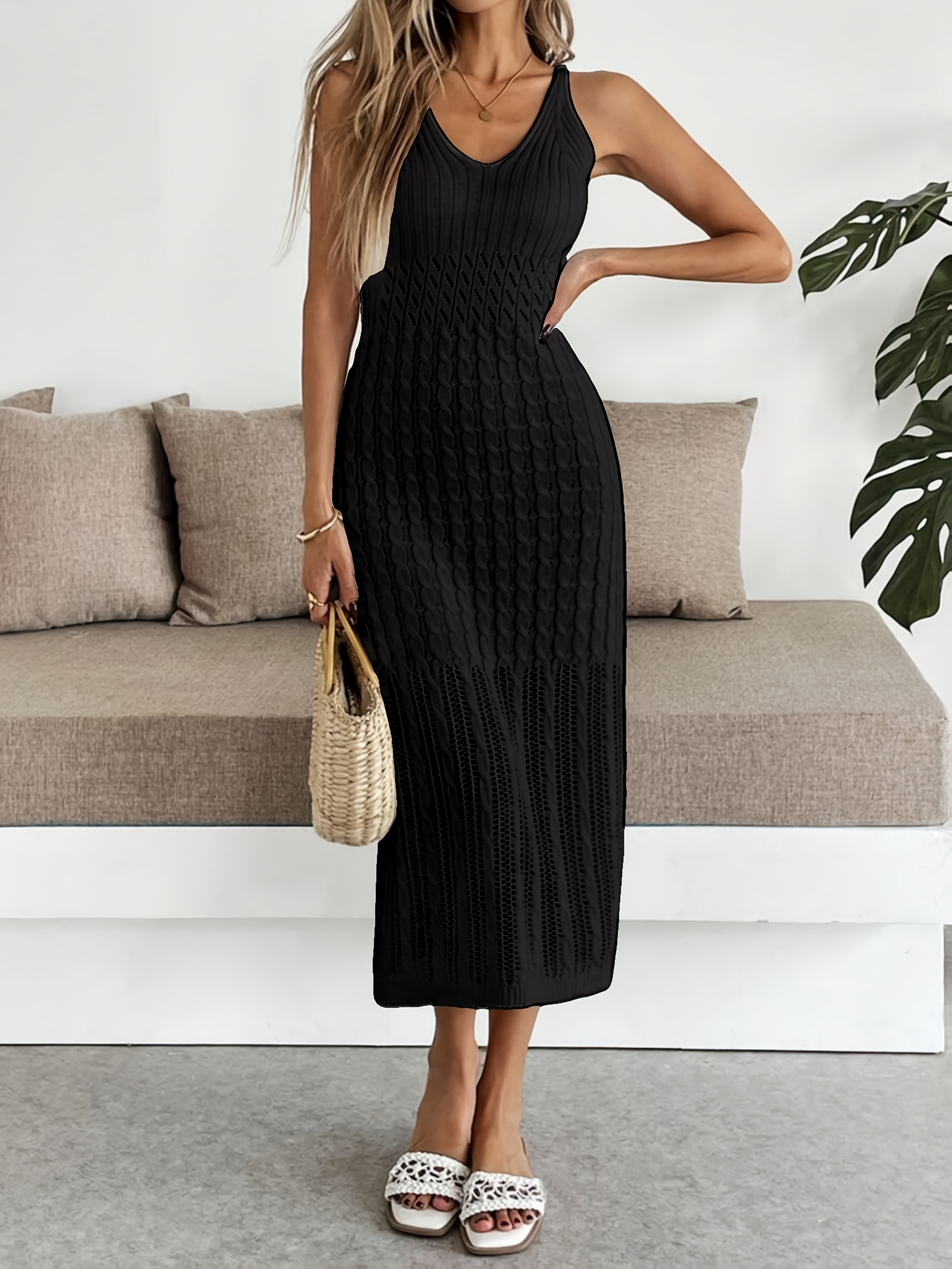 womens french v neck crochet dress semi sheer short medium - Temu Bahrain
