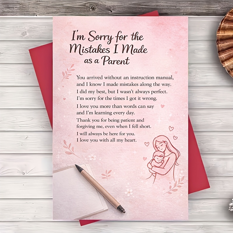 TEMU 1 Envelope And 1 Greeting Cardapology Greeting Card From Parent Sorry Note For Son Or Daughter Love And Message For Family Birthday Or Everyday