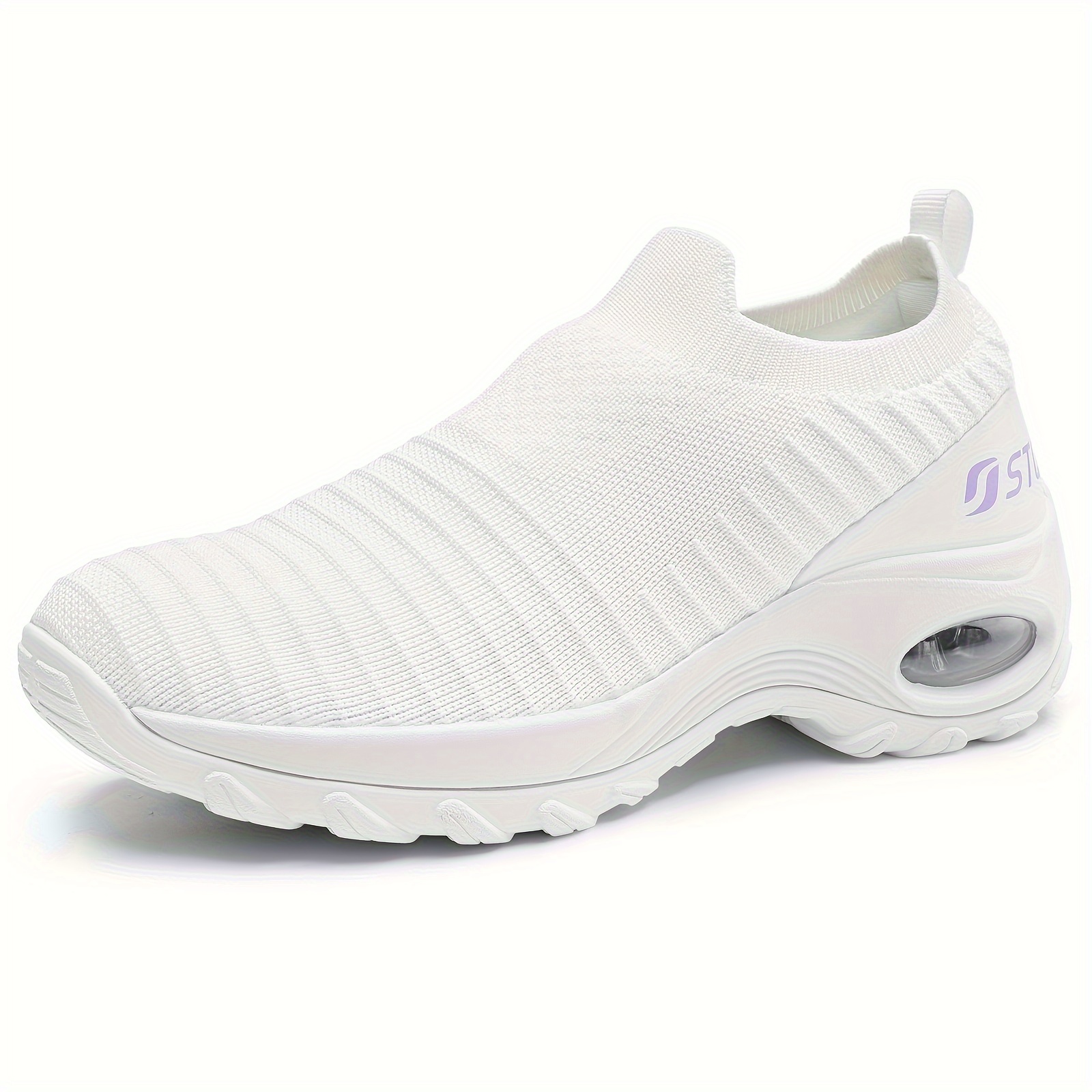 STQ Walking Shoes For Women With Arch Support, Slip Resistant Work Shoes, Comfort Slip On Sock Sneakers