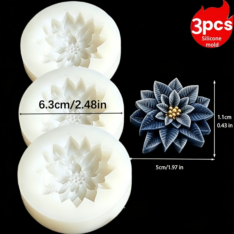 TEMU [Stampo in silicone resina] 3 pezzi silicone a forma di stella di Natale, strumenti in resina a forma di foglia di , stampi per decorazioni in