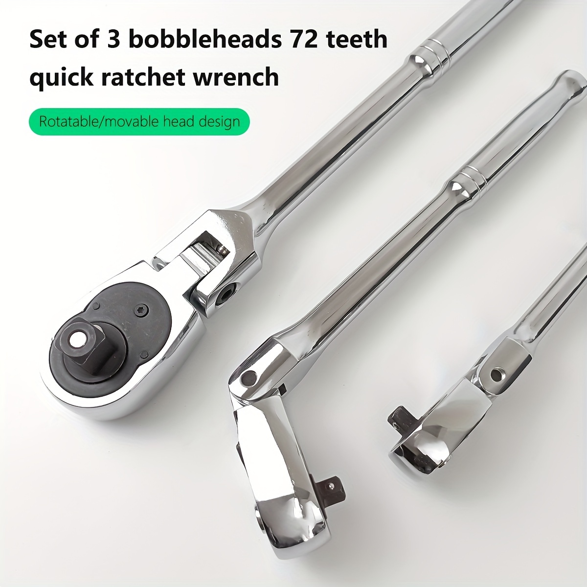 

3-piece Chrome Vanadium Steel Ratchet Wrench Set - Dual-purpose, 72 Teeth, Quick Release With Flexible Head For 180° Rotation - Ideal For Car, Bike & Home Repairs - Perfect Gift For Dad