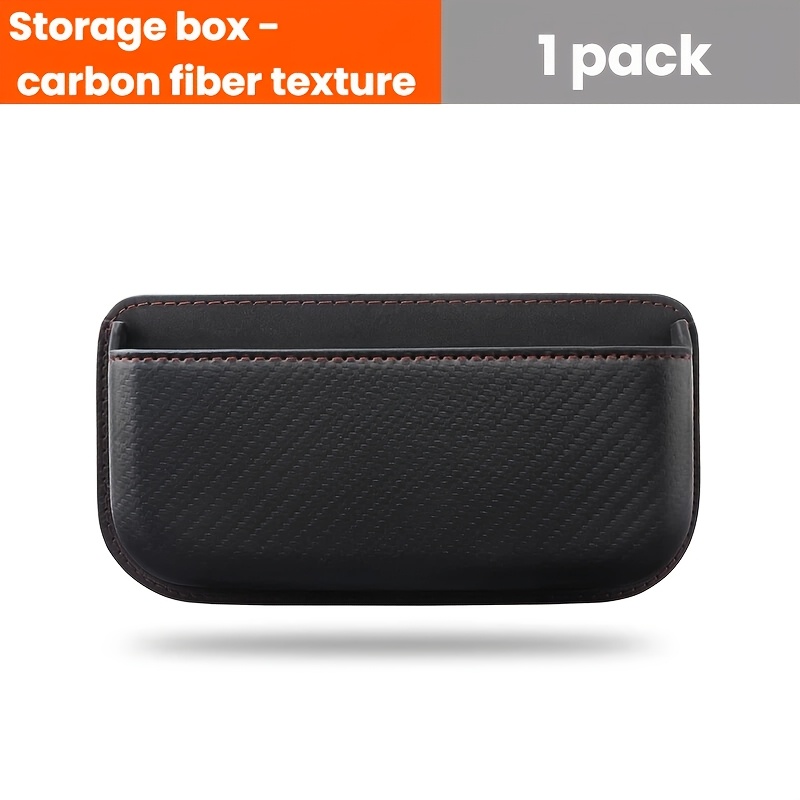 TEMU 1pc Car Multi-functional Adhesive Storage Box, Car-mounted Storage Box, Pu Leather Material Storage Bag, Universal Multi-functional Car-mounted