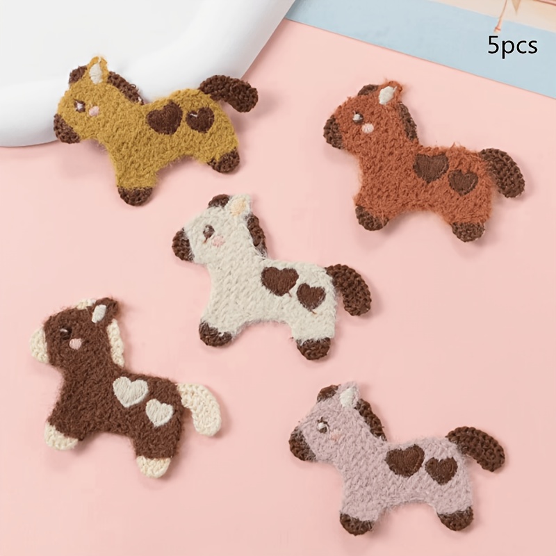 TEMU 5 pezzi/confezione di simpatici adesivi in tessuto ricamati con pony dei animati, per abbigliamento, scarpe, calze, decorazioni per confezioni