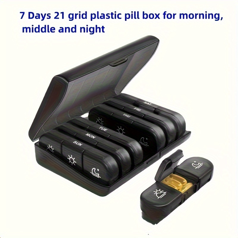 

1pc 21 Grids Medicine Storage Box, 7 Days A Week Medicine Box, Plastic Portable Pill Box, Multi-functional Medicine Storage Organizer