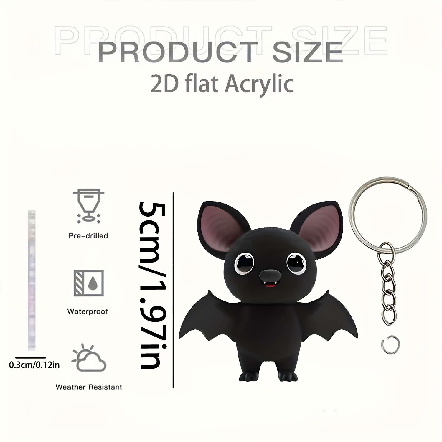 2d Flat, 2d Flat Bat Keychain, Decoration, Gift For , Suitable For Home, Christmas, And Halloween Decor, Perfect Birthday And Party Gift, 2d Flat