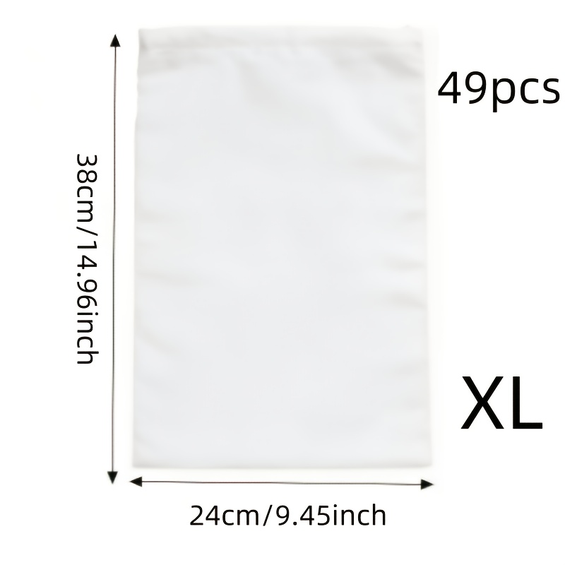 TEMU 49pcs Set, Xl And L Sizes Available, White Breathable Insect-proof Fruit Net Bags With Hidden Drawstring Closure, Includes 3 Sample Packs.