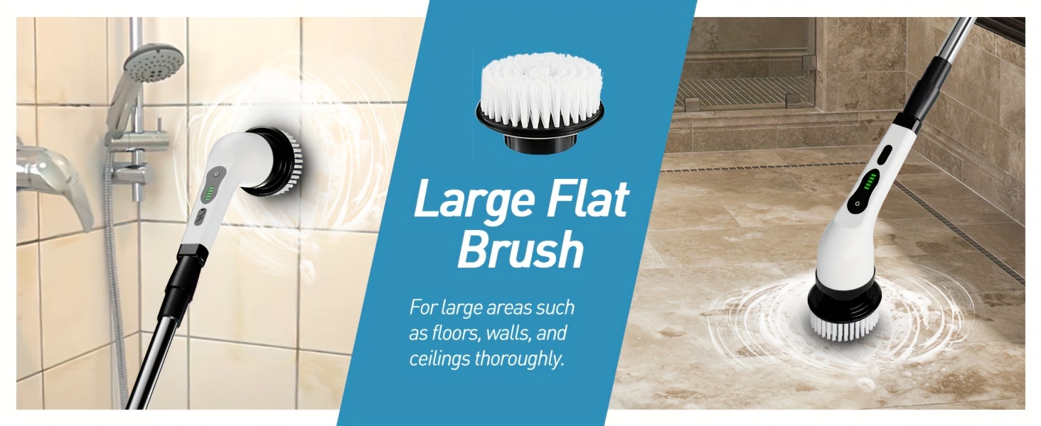 electric cleaning brush electric rotary floor scrubber wireless electric rotary scrubber replaceable 8 brush heads and adjustable extension handle 360 bathroom bathtub cordless cleaning brush usb c charging cable rotary cleaning brush details 3