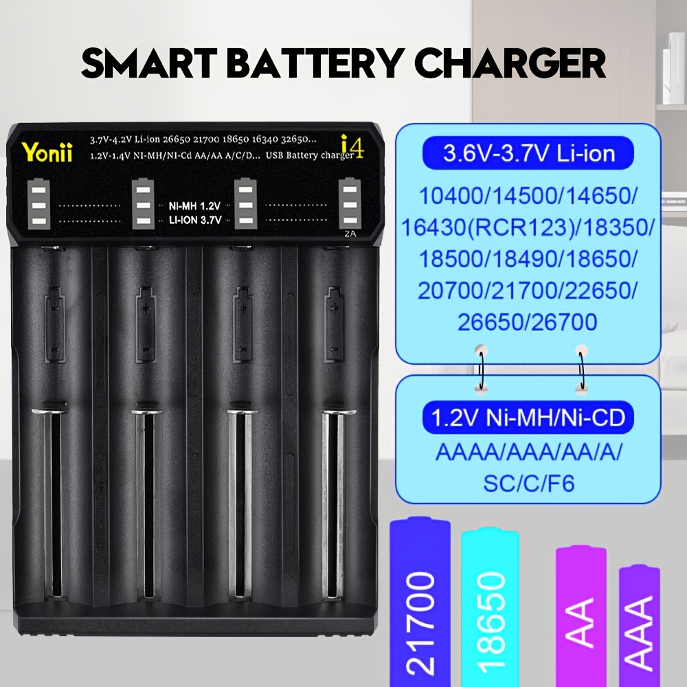 multi-bay vape battery charger 4 Slot Multi Current Type-* Charger, Multiple * Current * Compatible 3.6/3.7V Li-ion Cells 18650, 21700, 26650, 1.2V AA, AAA, A Ni-MH Ni-Cd Cells, LED Indicator, Overcharge Short Circuit Deeply discharged Li Nicotine:0mg (CSP_First_Class) tobacco-flavored-freebase-vape-juice XROS Series Pod (4pc)