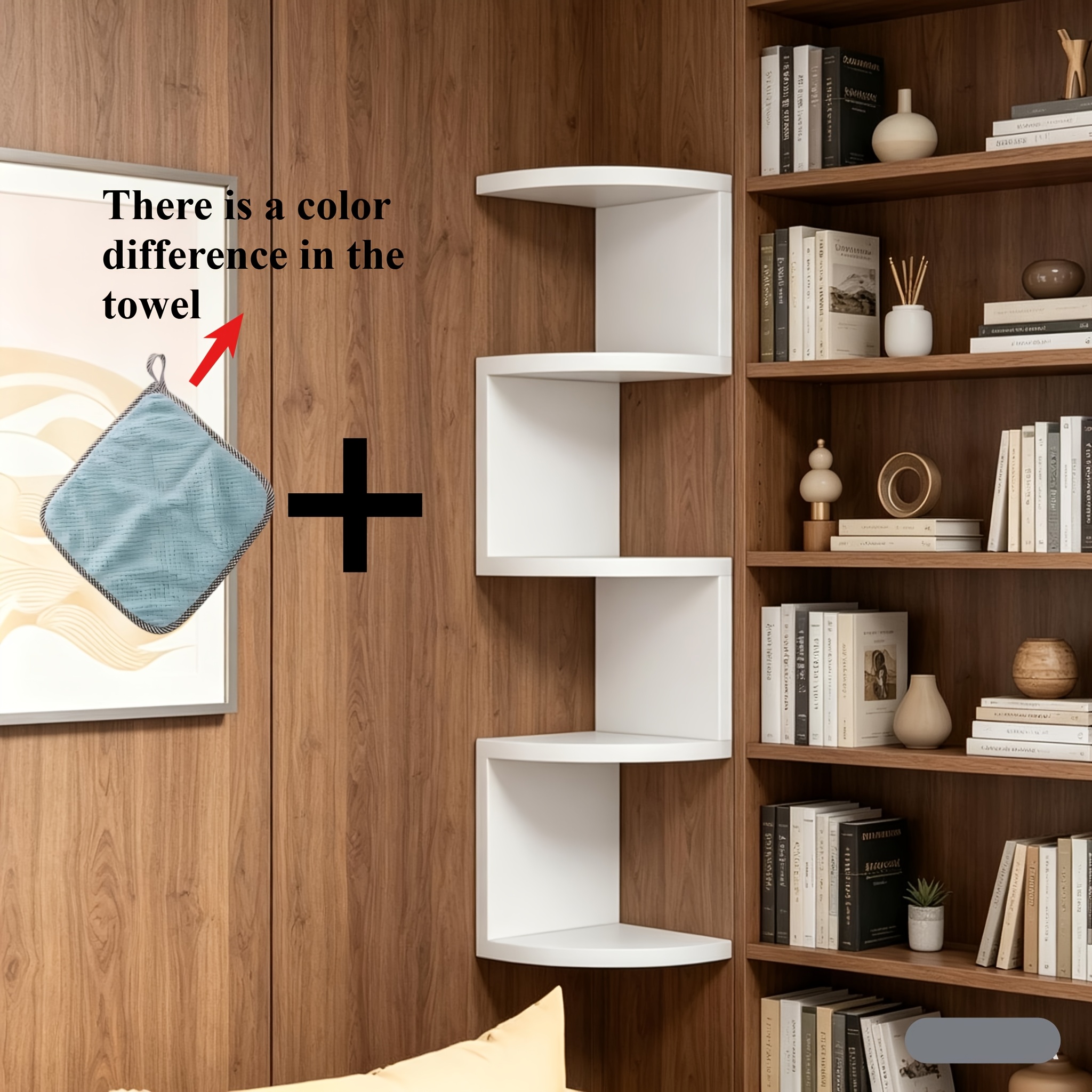TEMU [5/7-tier Corner Shelves And 1pc 9.84-inch Cleaning Towel] Reinforced Corner Shelf, Thickened Wall Corner Storage Rack, Stable Wall-mounted
