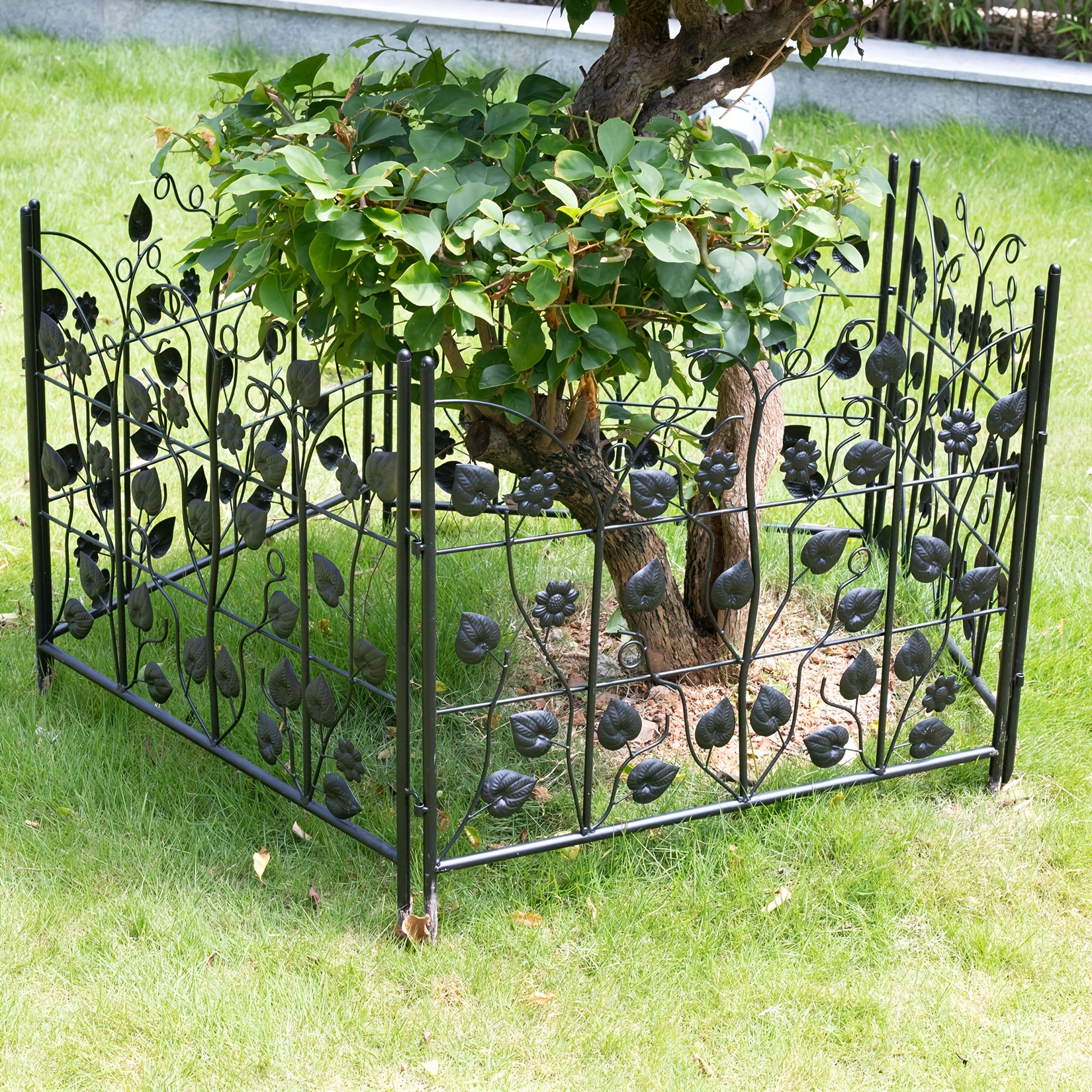 Image of 5 Pack Garden Edging Border Decorative Fences Panel For Flower Bed Edging Rustproof Dog Animal Barrier Fencing For Yard Metal Black