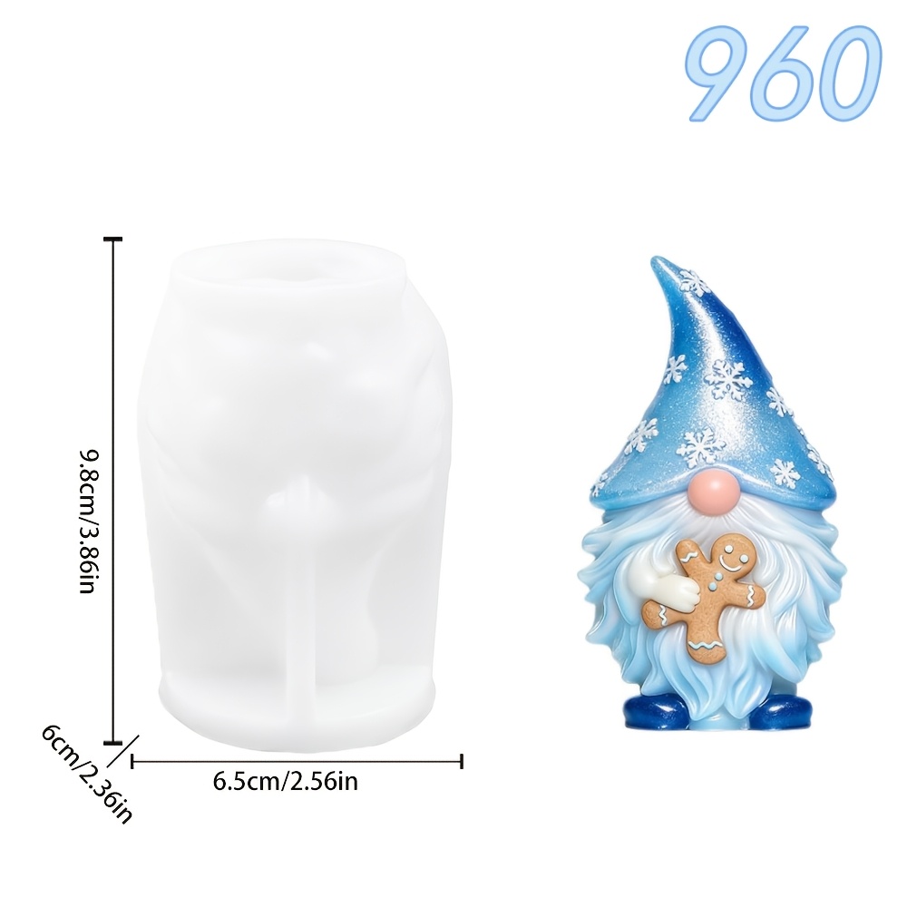 TEMU 1pc Gingerbread Elderly Resin Silicone Mold, Christmas Themed Hand-held Gingerbread Man Wearing Hat Dwarf Silicone Mold, Resin Casting Crafts,