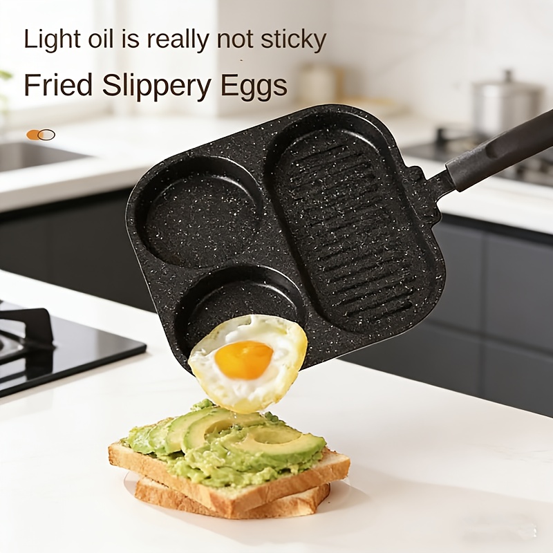 3 compartment non stick   egg and hamburger pan deepened frying pan with slippery egg mold water based coating hand wash only Product details 1