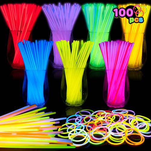 100 sticks bulk 8 glowsticks light stick bracelets necklaces glow in the party supplies easter christmas halloween party supplies games activities christmas gift a christmas gift suitable for children