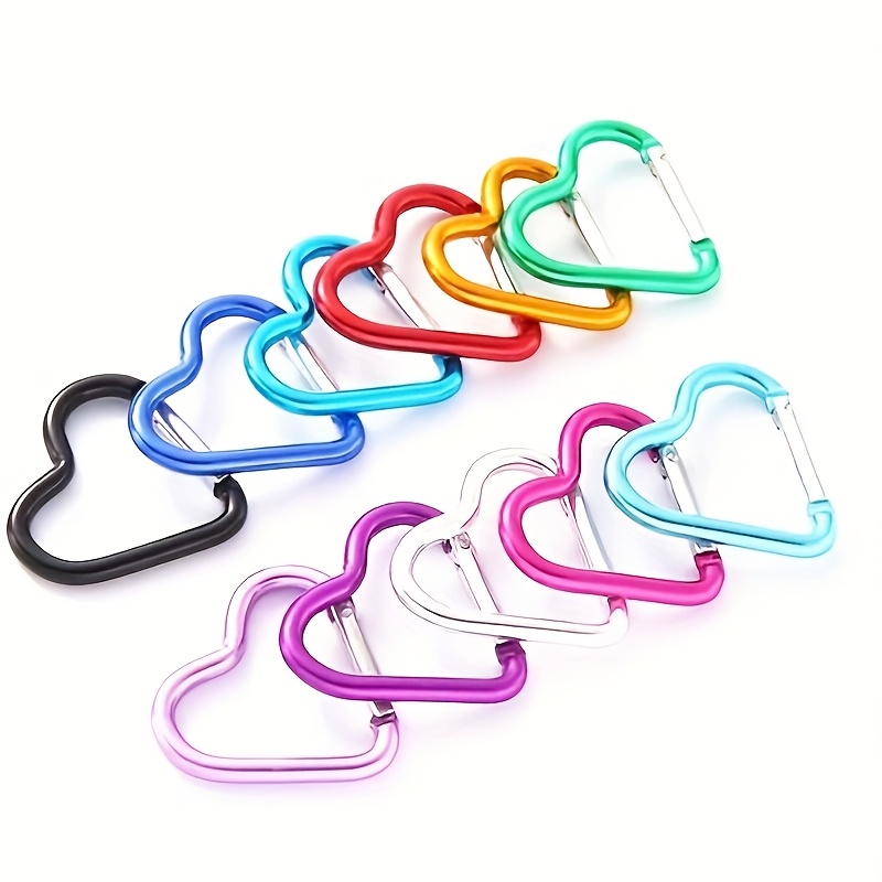 

10pcs Love Mountaineering Peach Heart Luggage Hanger Heart Shaped Hook Aluminum Alloy Heart Shaped Mountaineering Hanger