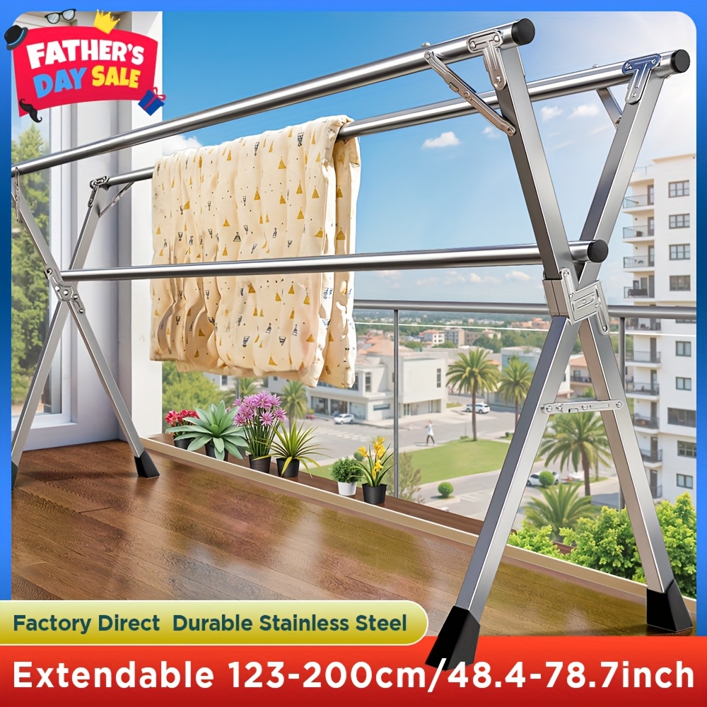 TEMU Folding Drying Rack For Clothes, Measuring 78.7 Inches, Suitable For Indoor And Outdoor Use. This Collapsible Laundry Drying Rack Of Heavy-duty