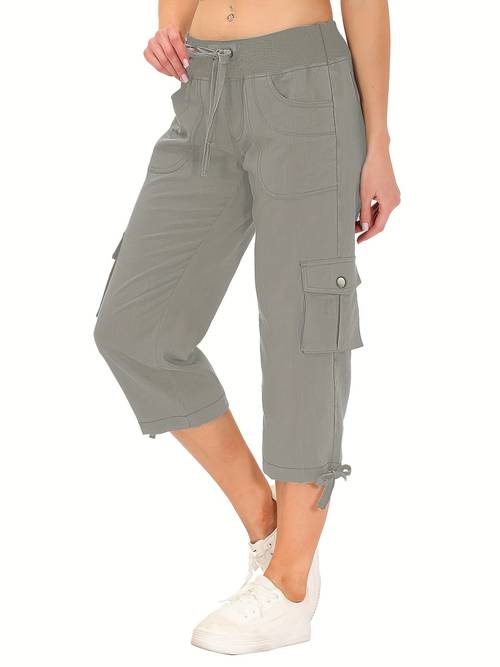 womens cargo capris hiking pants lightweight quick dry outdoor athletic travel casual loose comfy cute pockets