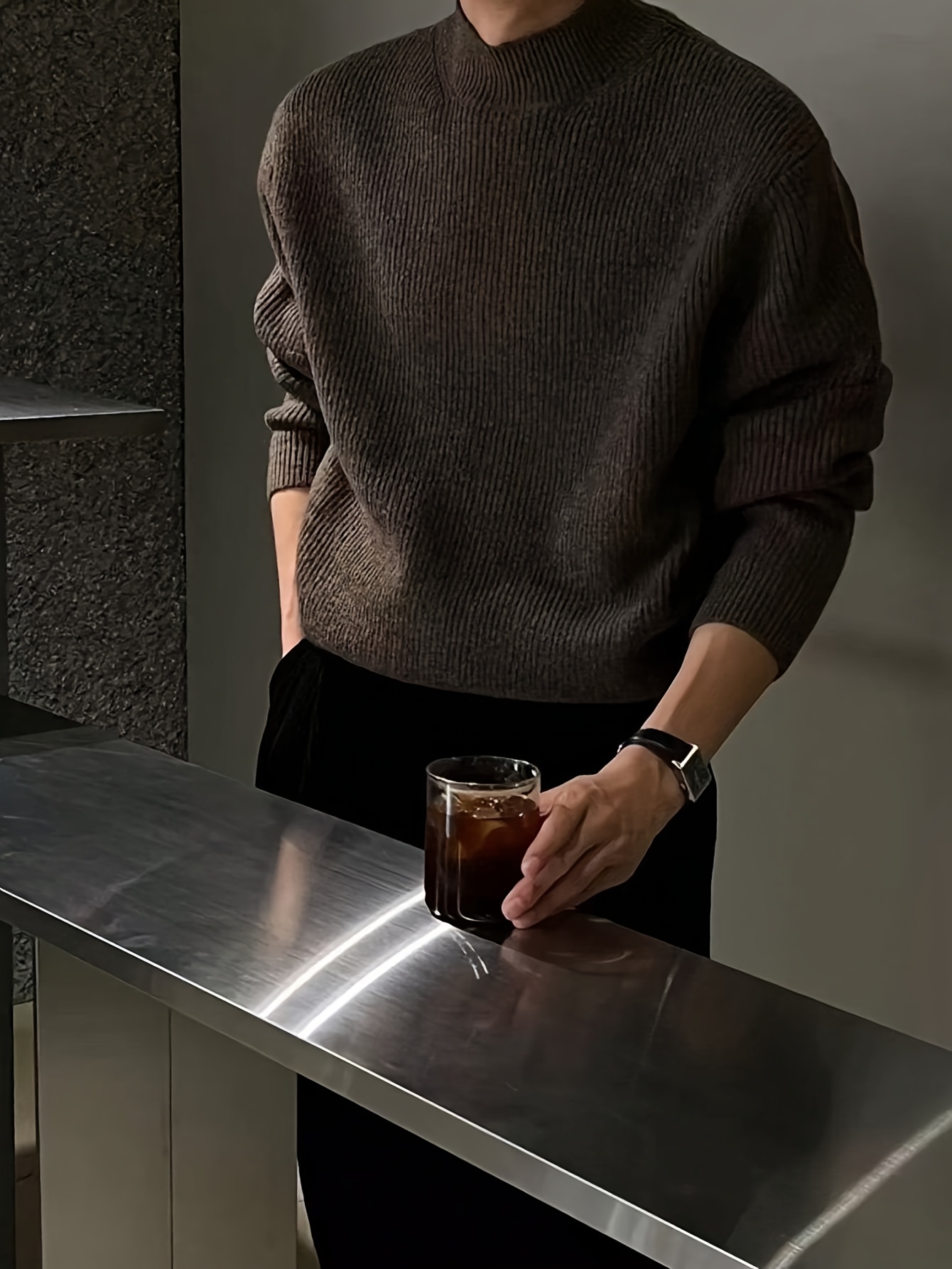 mens street style half turtleneck knit sweater regular fit - Temu United  Arab Emirates