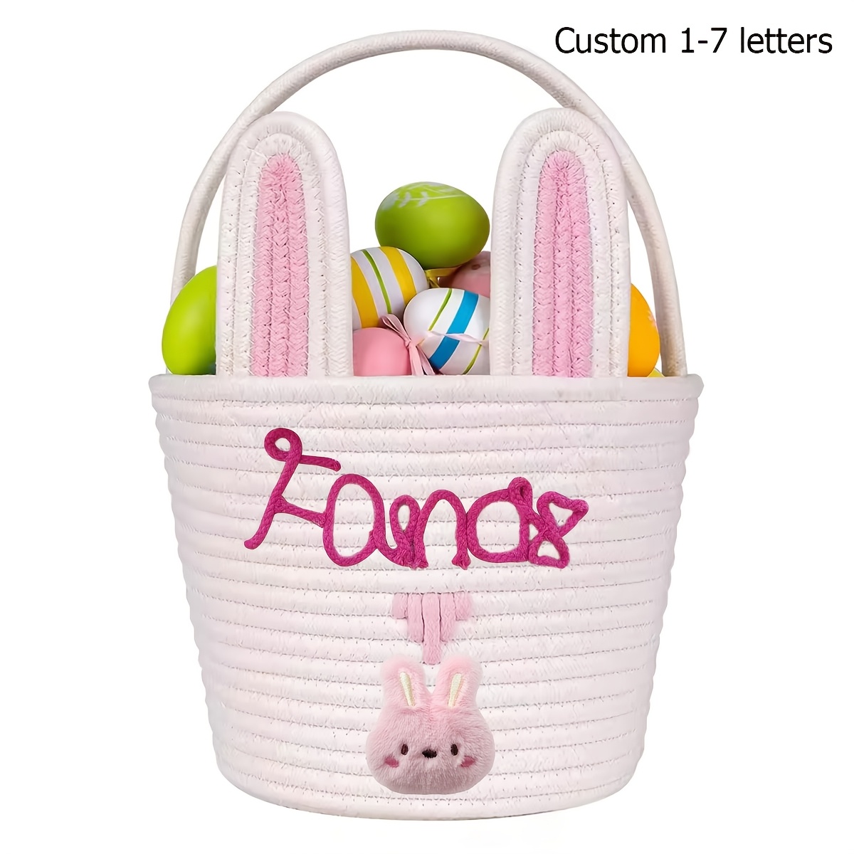 Personalized Custom Name Woven Rabbit Storage Basket