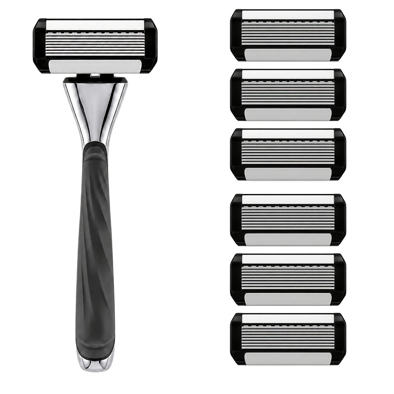 TEMU 1 Alloy Metal-textured Handle + 6 X 8-layer , Manual Razor