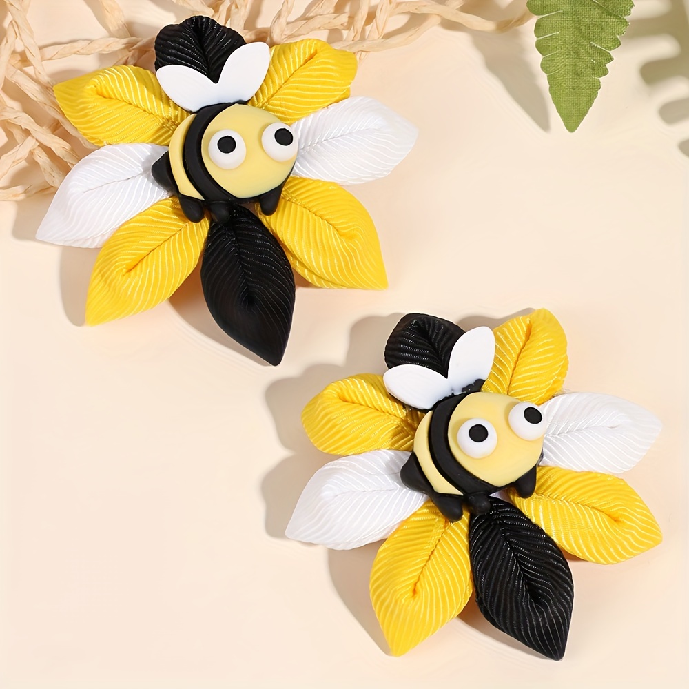 

2 Pcs Flower Shaped Hair Clips: Decor Hair Barrettes For Girls - Alligator Clips, Seasonal, Polyester Material