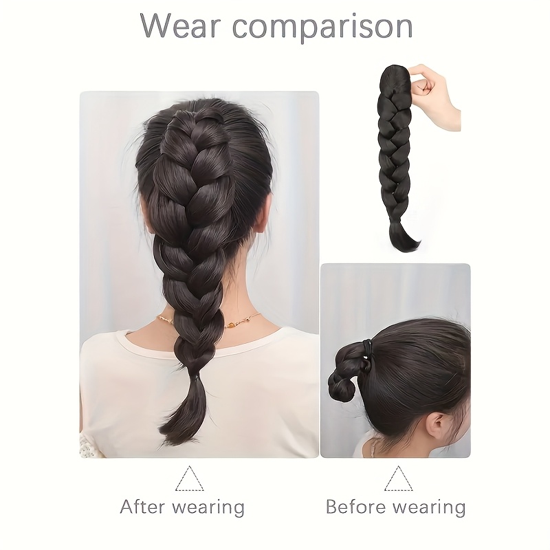 14 inch high temperature fiber braided ponytail extensions straight hair versatile styling for all hairstyles durable heat resistant sleek natural look for women hair accessories details 6