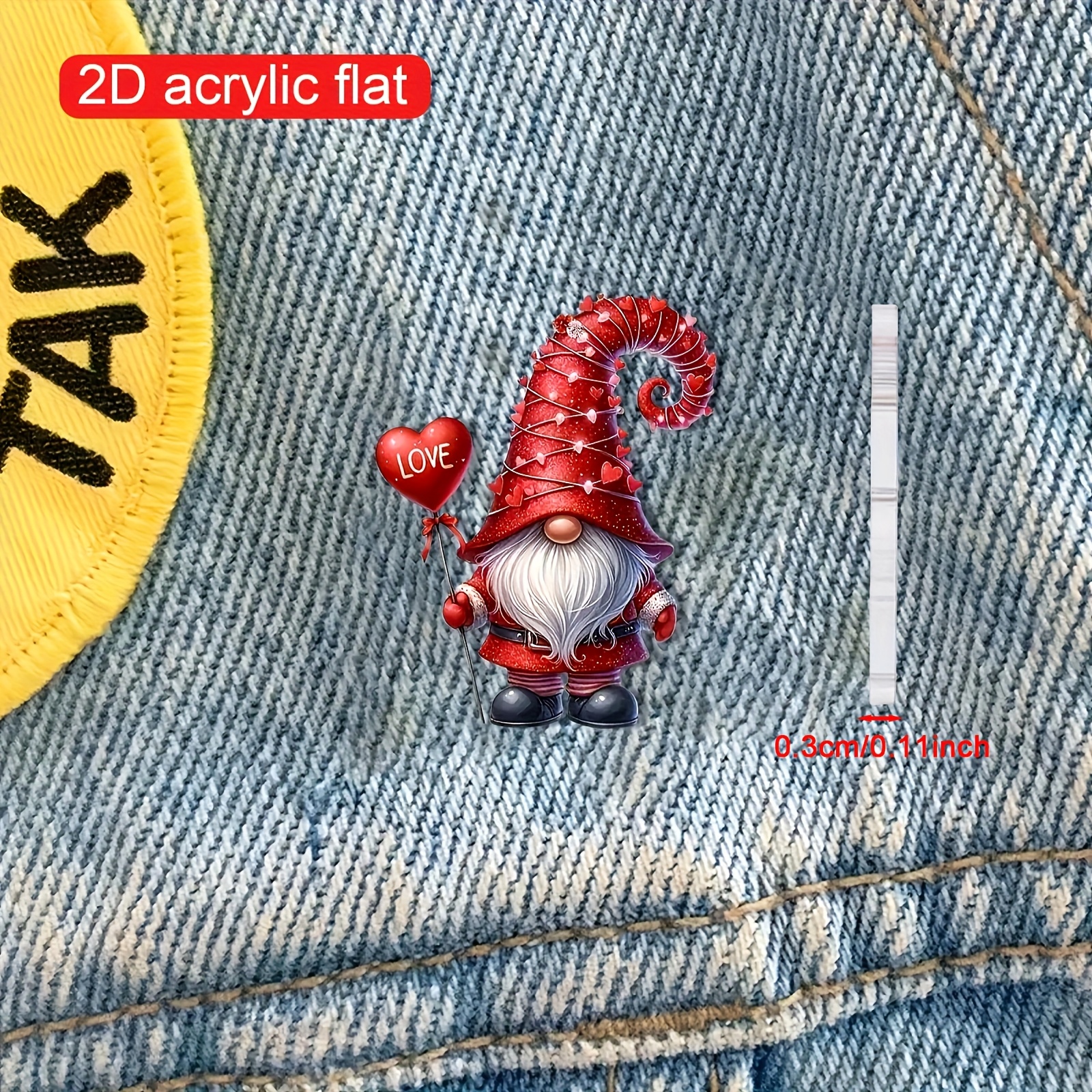 2d Flat - A And Adorable Red Gnome Acrylic Brooch In A Cartoon , Suitable As An Accessory For Backpacks, Hats, And Outfits. According To Needs, Parties, Christmas