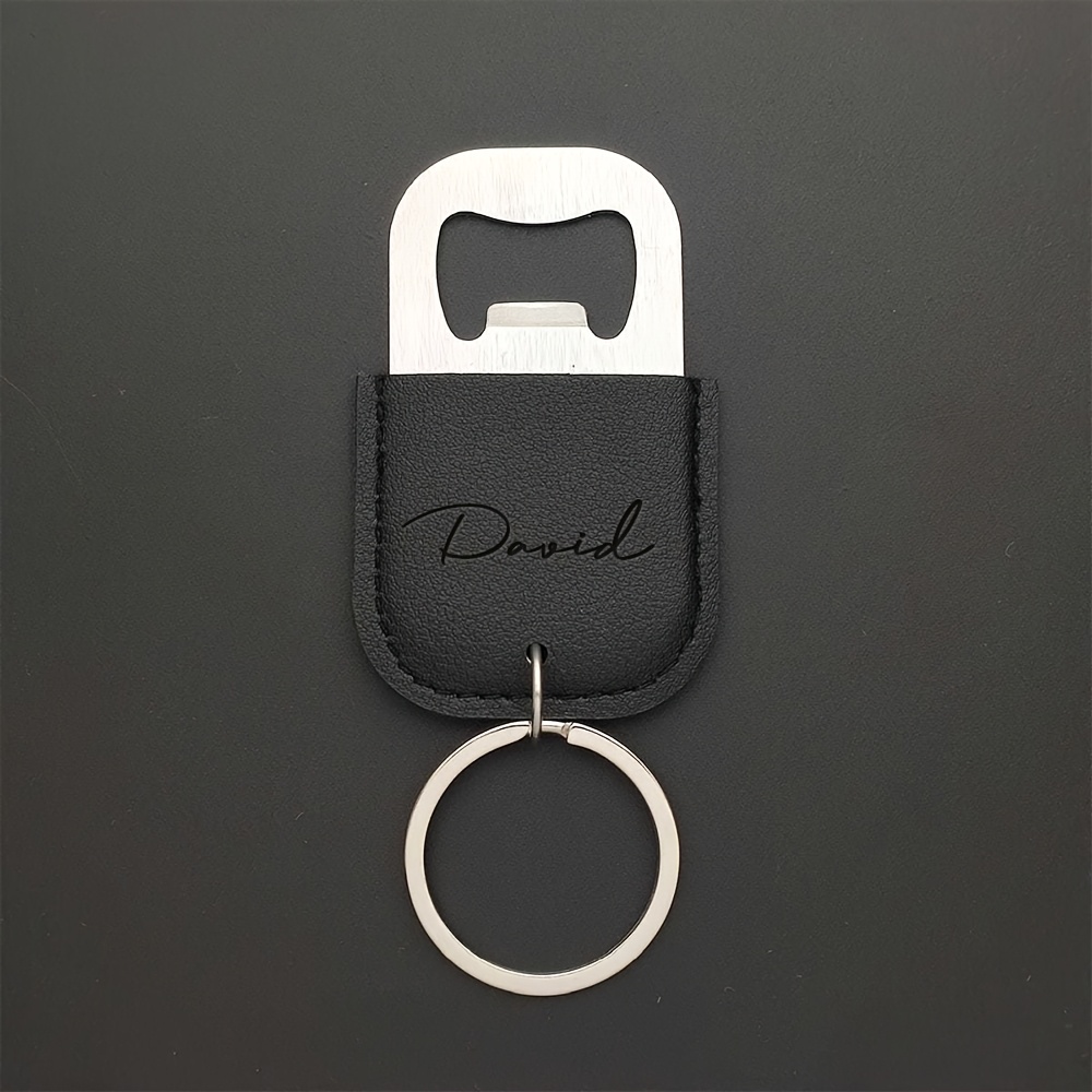 TEMU Customizable Stainless Steel Beer Opener Keychain, Featuring 3d Laser Engraving For Personalized Names. Engraved With Names/text/logos. Stylish