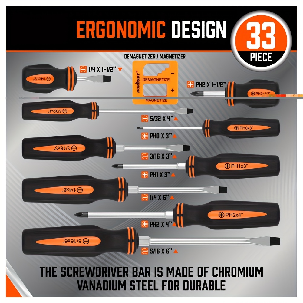 

Horusdy 10-piece Magnetic Screwdriver Set Demagnetizer Tool