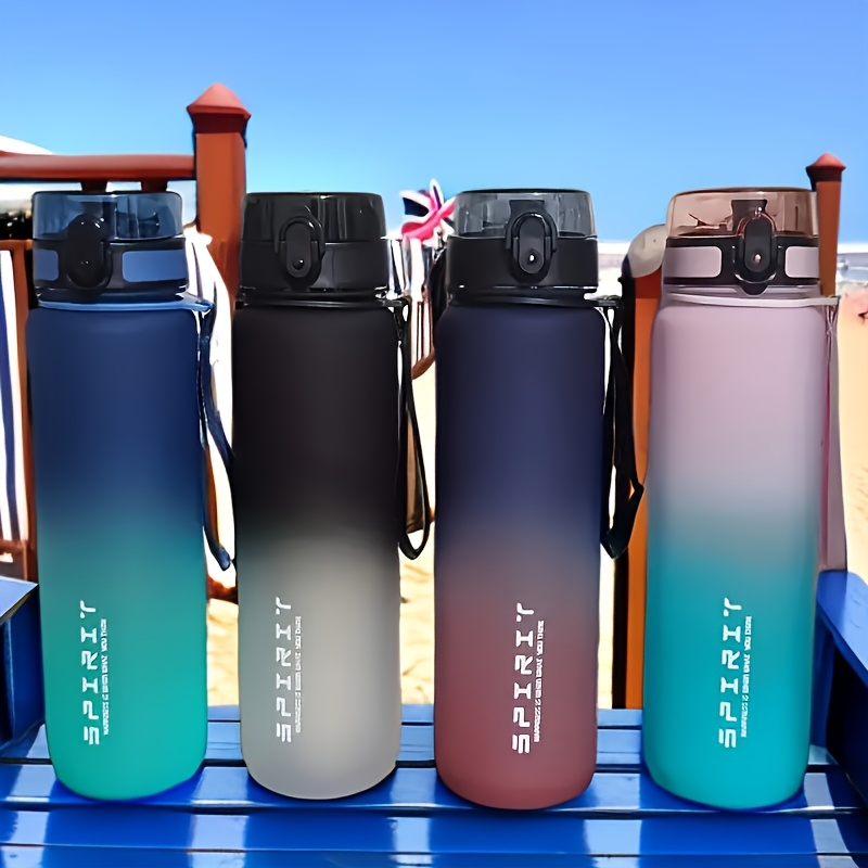 

1pc Of Gradient Water Bottle, In 650/750/1000 Milliliters, Leak-proof , One-button Opening, Equipped With A Strap, And Outdoor Activities.