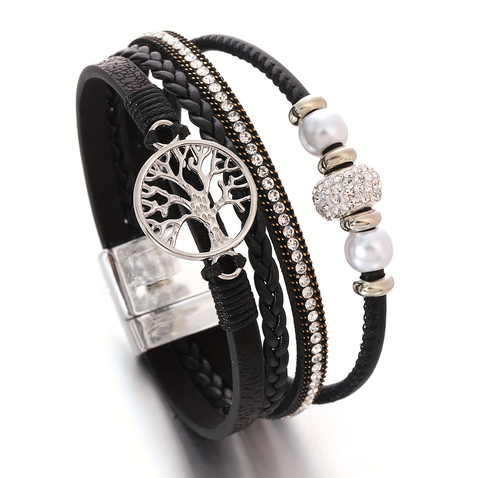 TEMU 1pc Colorful Braided Artificial Wrap Bracelets With Alloy Metal Tree Of , Gifts For For Friendship Jewelry, Parties And Daily Wear Bohemian