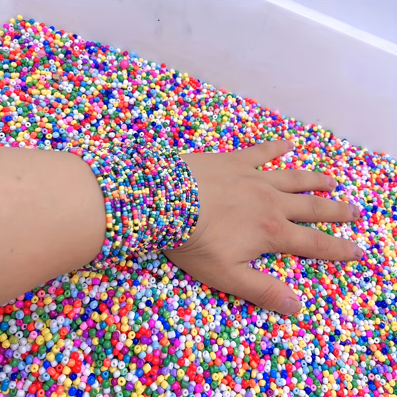 7pc Colored Rice Bead Stackable Bracelet Set