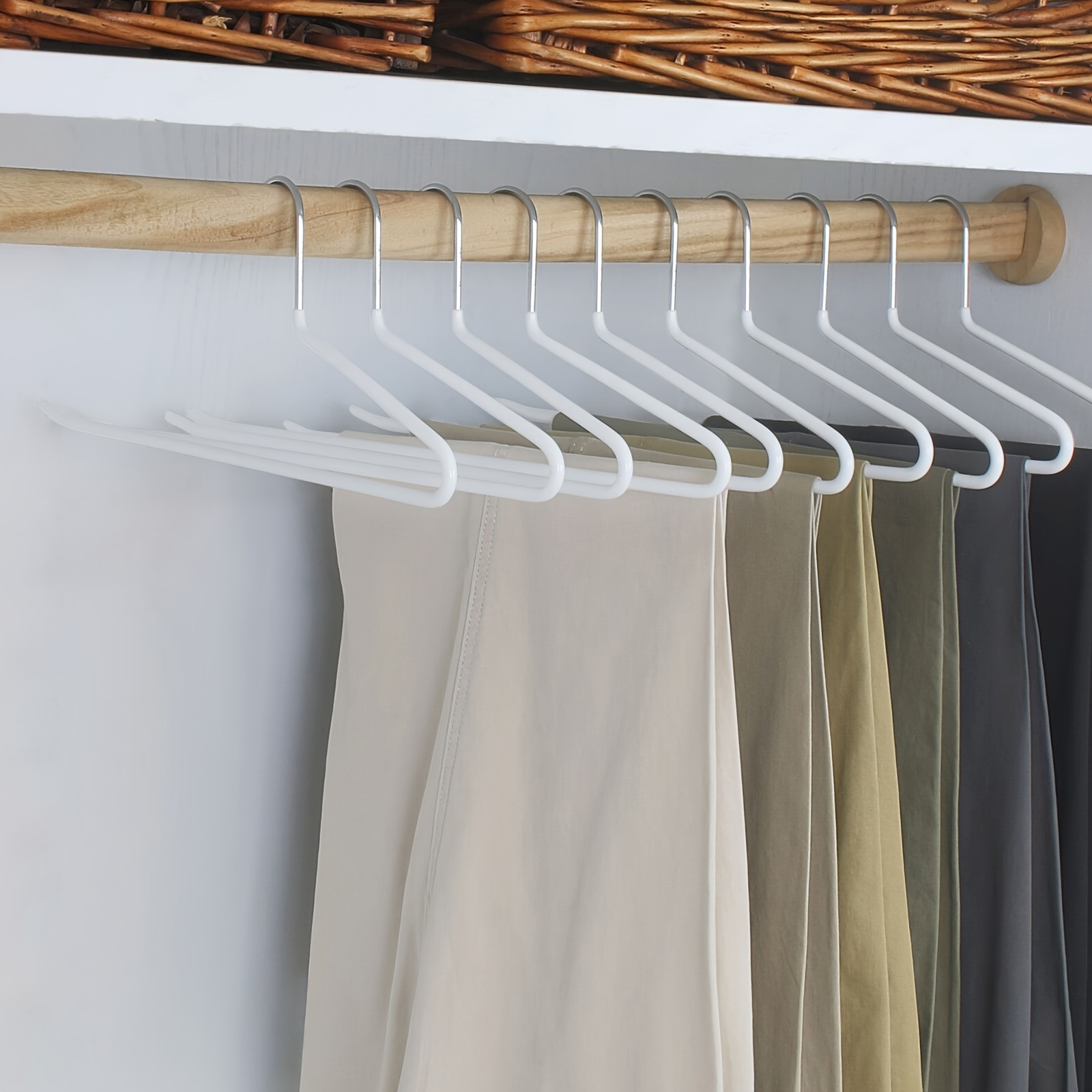 

10pcs/set Pants Hangers, Heavy Duty Clothes Racks For Ties, Camisoles, Household Storage Organizer For Bathroom, Bedroom, Closet, Wardrobe, Home, Dorm