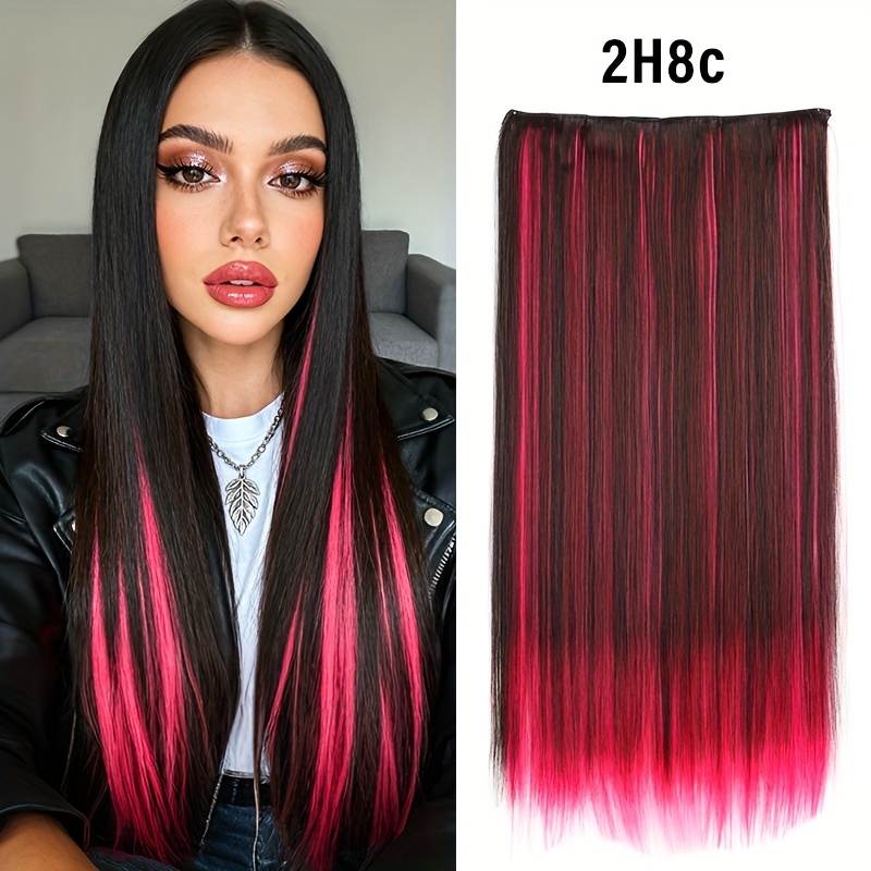 E-shop Synthetische Haarverlängerung | Mehrfarbige Fantasie-Clip-In-Haare – Irisierende glatte Verlängerung für Halloween & Weihnachten | 5-Clip-Design