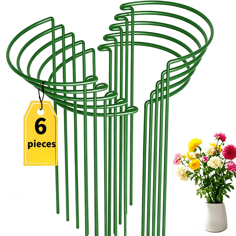 E-shop 6 Stück Pflanzenstützen, Halbrunde Metall-Gartengitter, Geeignet für Outdoor-Pflanzen, Tomaten- Rosenrankenkäfigringe, Große