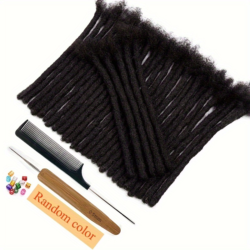 Image of 6 Inch Synthetic Handmade 15-strand Dreadlock Braided Hair Extensions, Crochet Hair, Black Reggae Wigs For Men And Women, Includes A Free Gift In A Random Color