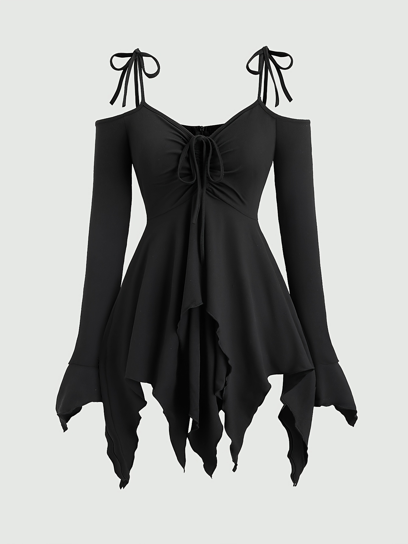 womens gothic romantic sweet cute black long sleeve dress - Temu Austria